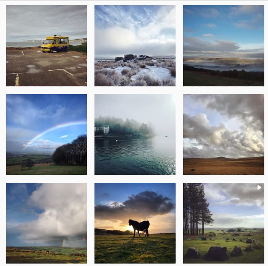 instagram grid of a variety of smartphone photos
