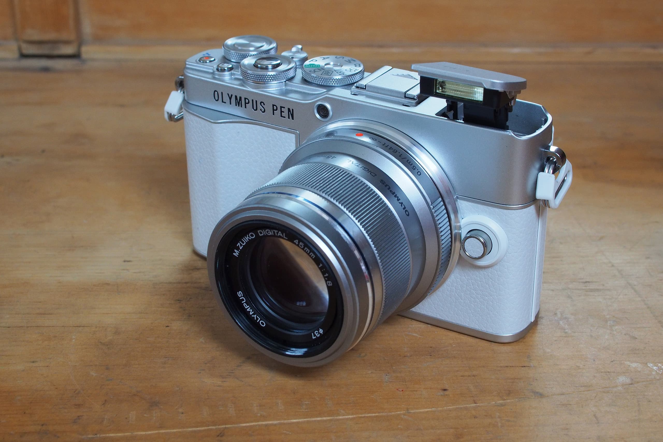 Olympus PEN E-P7 with pop-up flash