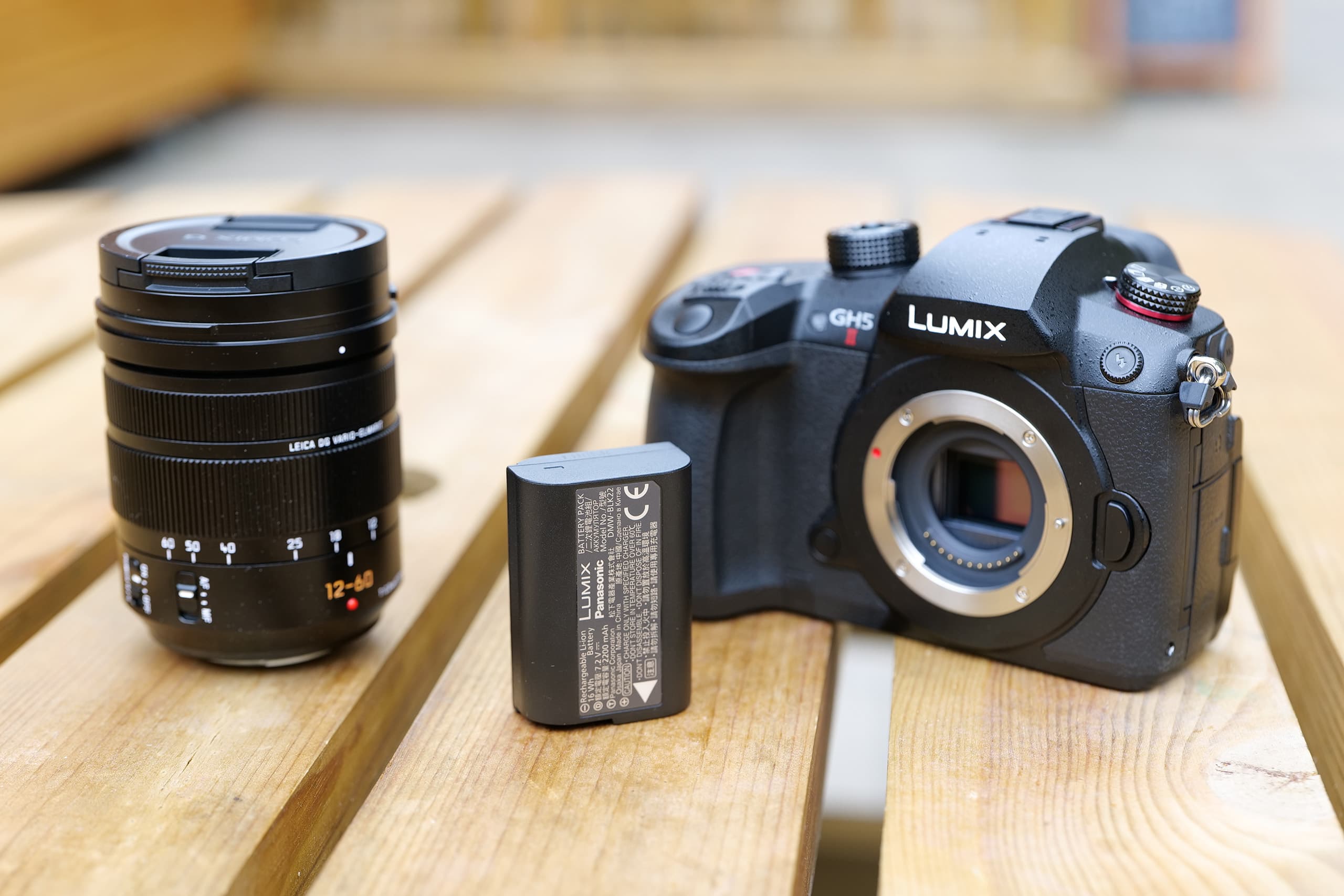Panasonic Lumix GH5 II with lens and battery