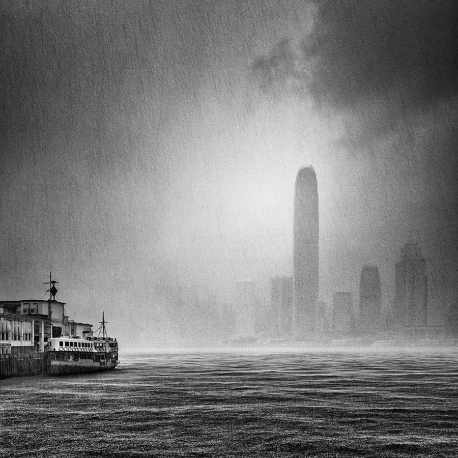 black and white travel photograph hong kong