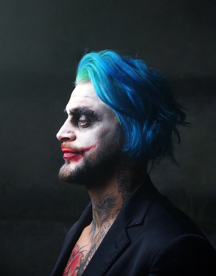 Model: Andrea Giro dressed and make up as Joker, MUA: Emily Hillier