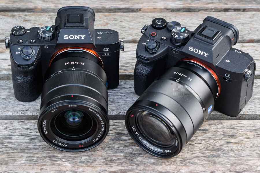 Two black cameras: Sony A7 IV (left) and Sony A7 III (right)
