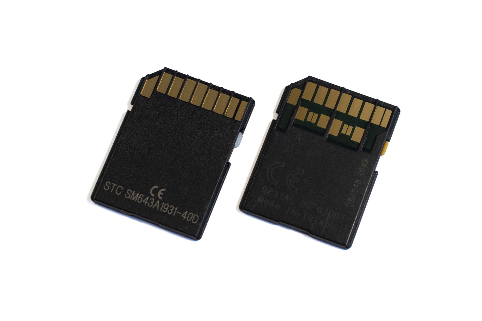 SD Cards - UHS-I next to UHS-II (right)