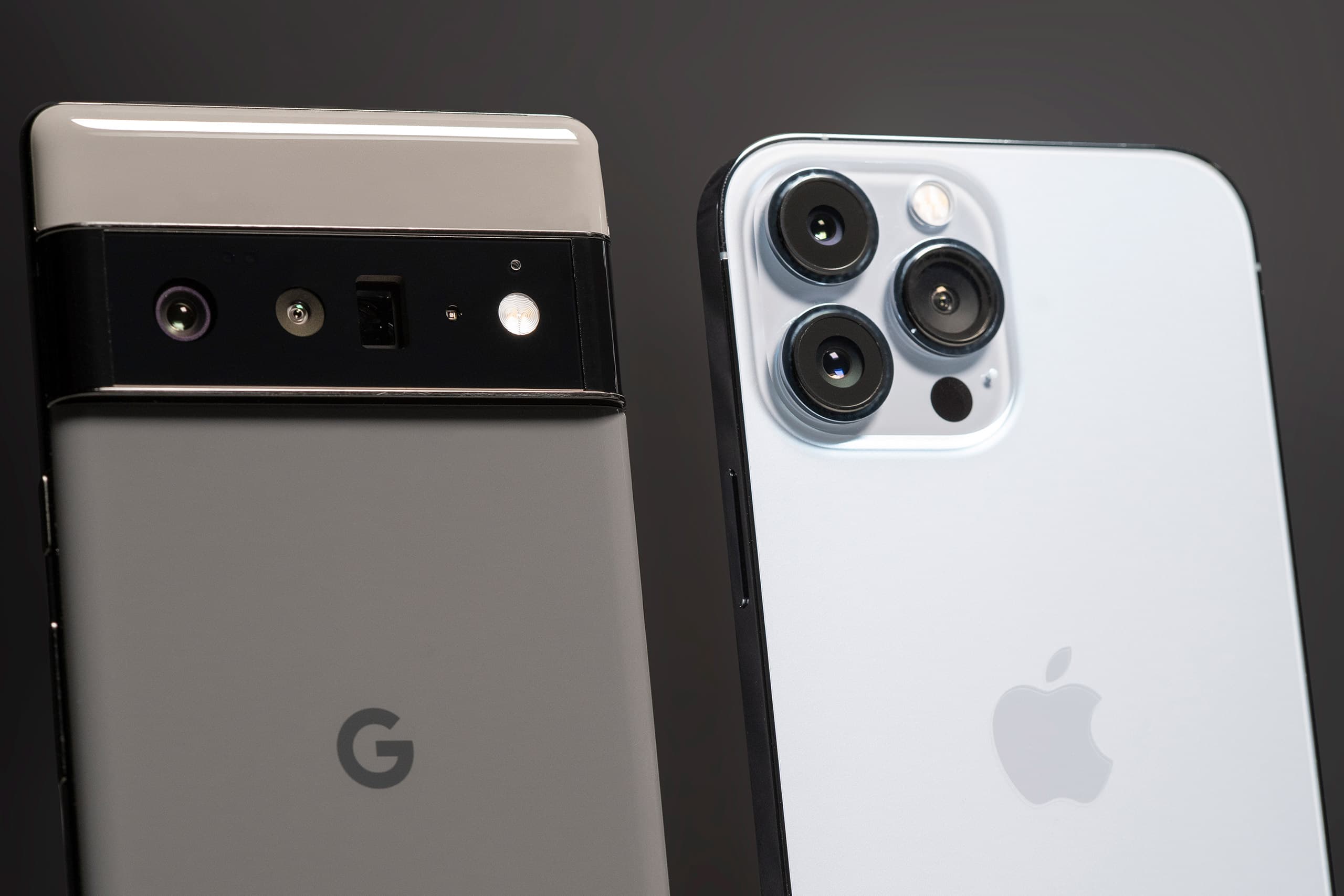 Google Pixel 6 Pro next to the iPhone 13 Pro