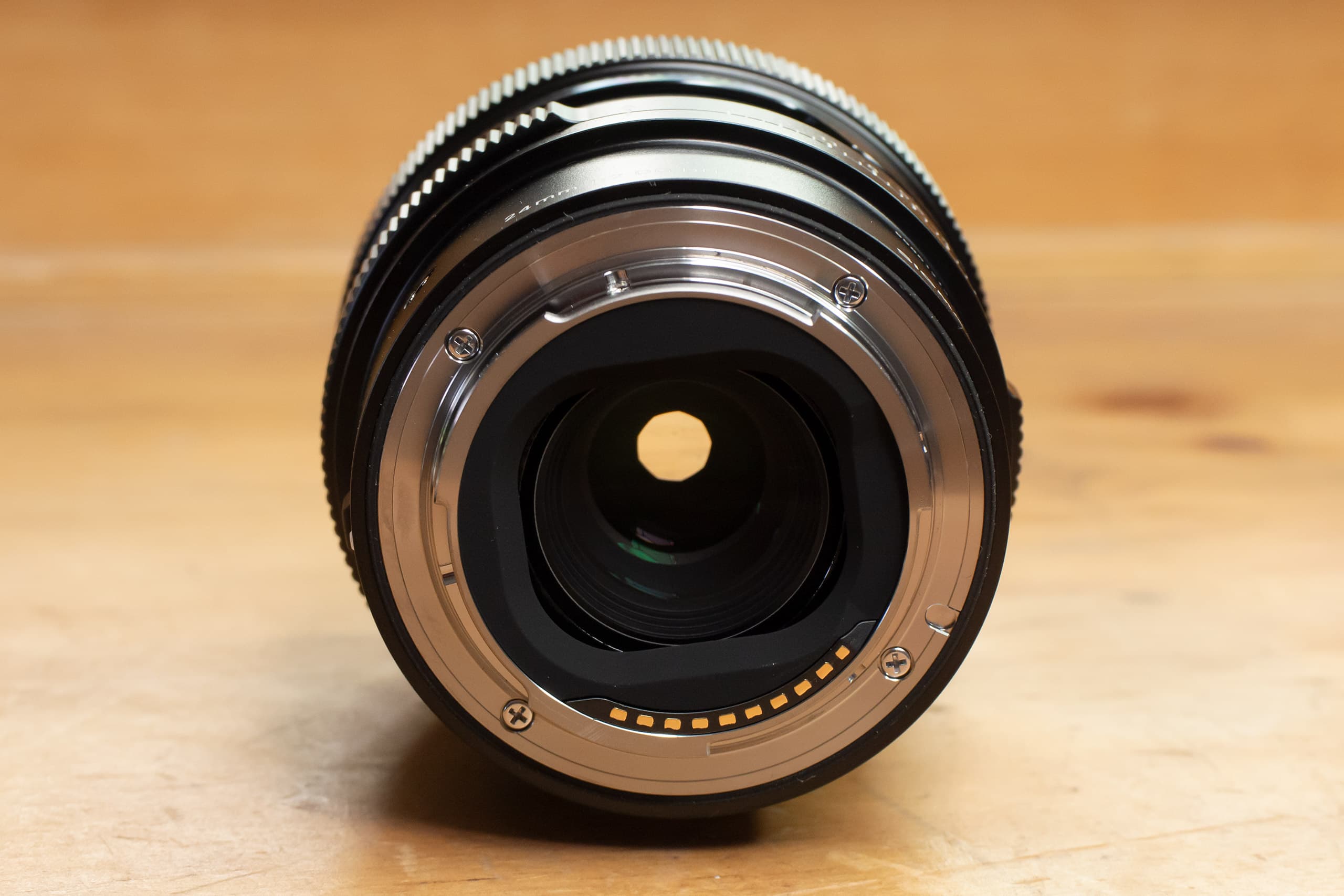 Sigma 24mm f2 DG DN rear view through the lens