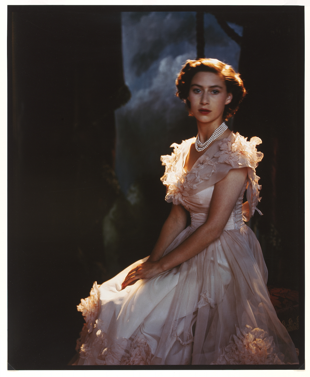 H.R.H. Princess Margaret (1930-2002), aged 19, three-quarter length portrait with studio backdrop by Sir Cecil Beaton (1904-80). C-Type colour print. Image: © Cecil Beaton / Victoria and Albert Museum, London