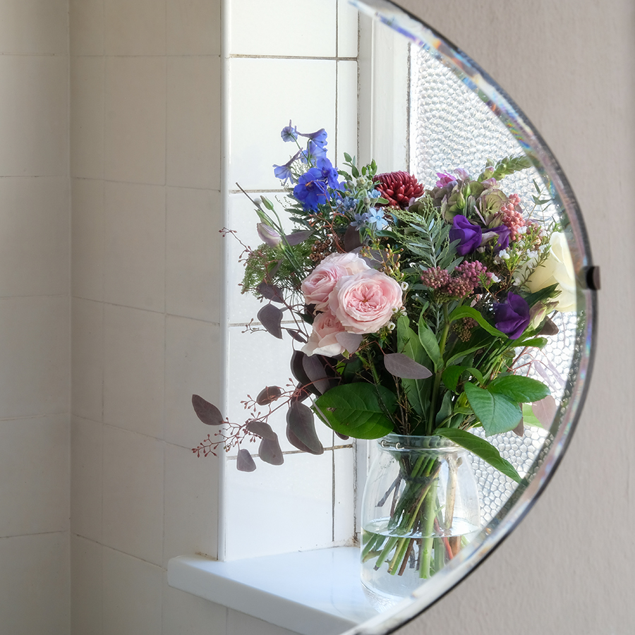 floral bouquet in mirror reflection