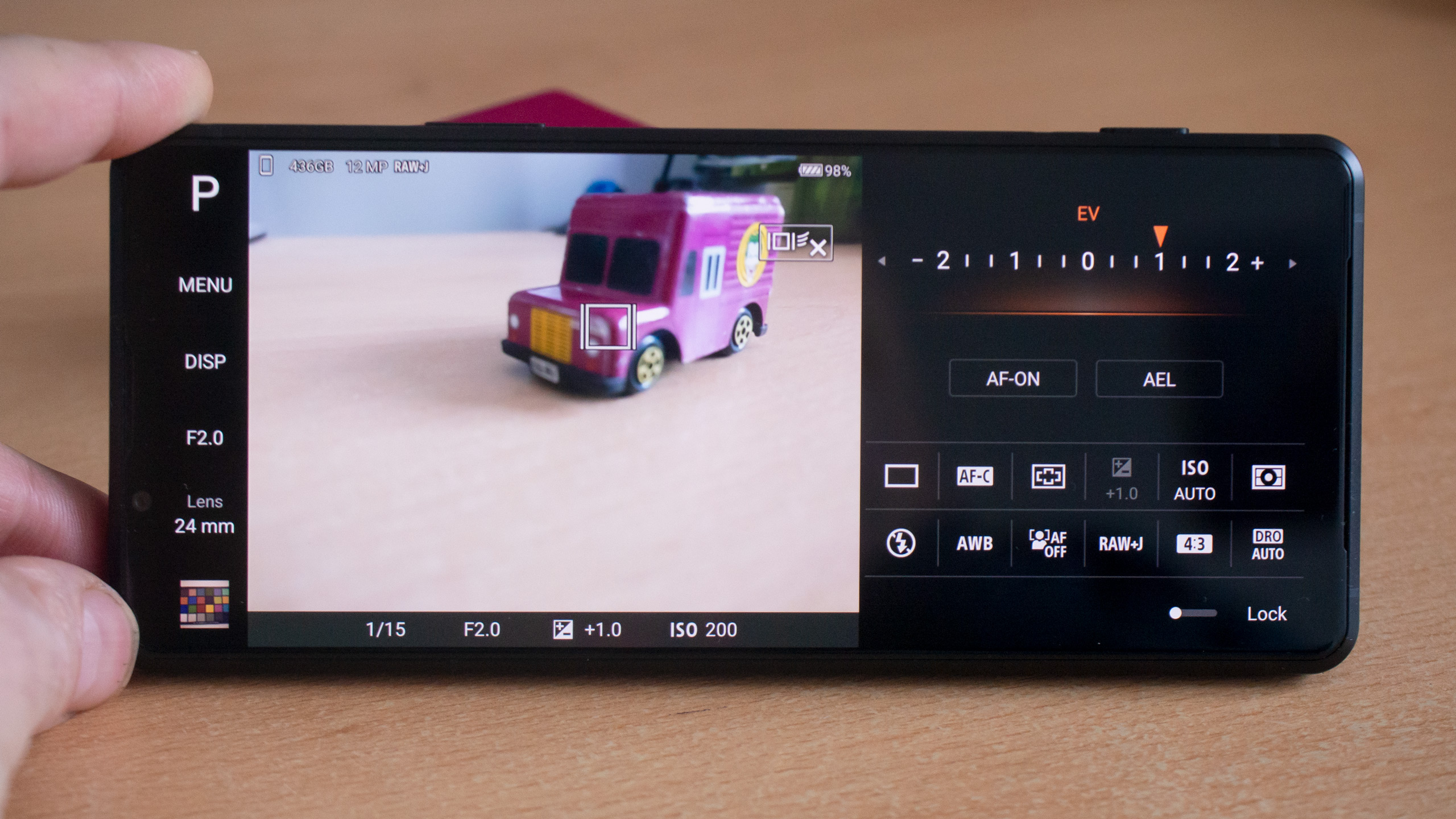 Sony Xperia PRO-I Camera app in P (Pro) mode, can only be used in this orientation