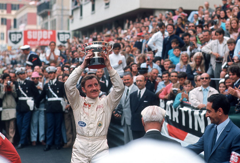 Graham Hill (GBR) after winning the Monaco Grand Prix for the fifth time gerry cranham