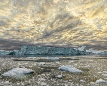 Panoramic shot of an icy landscape