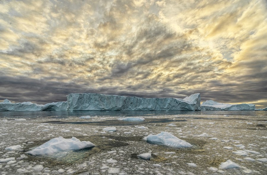 Panoramic shot of an icy landscape