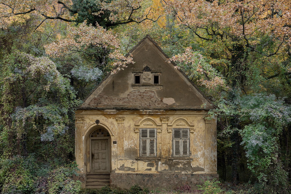 The photo is a photo montage of a historic village house and local forests and plants taken in the Croatian agricultural region of Slavonia. The photo is part of a broader story about the mass exodus of people from the region. The photo montage was created in 2021 and its parts were shot in 2020 and 2021. Image: © Domagoj Burilović, Croatia, Finalist, Professional, Architecture & Design, 2022 Sony World Photography Awards