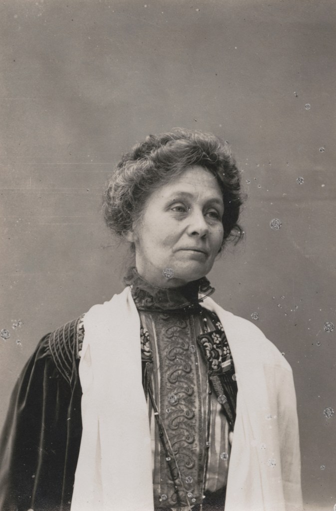 Emmeline Pankhurst by Mrs Albert Broom (Christina Livingston), 1910s. © National Portrait Gallery, London