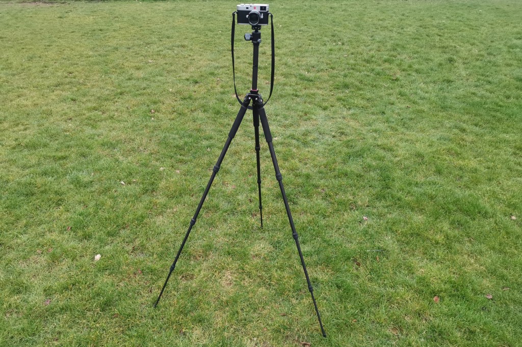 At full height with the centre column extended, the tripod should holds the camera comfortably at eye level for all but the tallest users.