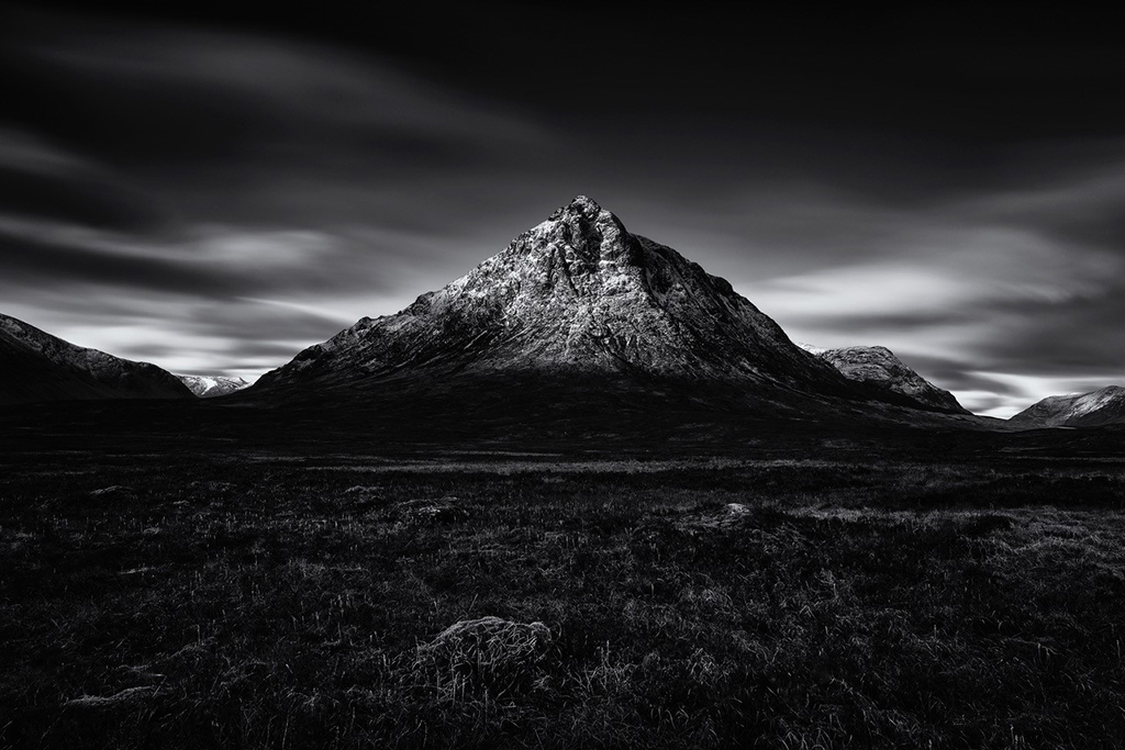 black and white mountain 