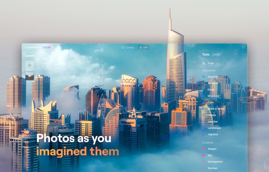 Luminar Neo is an AI-driven photo editing app