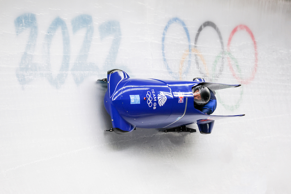 Mica McNeill and Montell Douglas during the Women’s 2-man Bobsleigh, Heat 3, at the Beijing 2022 Winter Olympic Games on 19 February 2022 at the Yanqing Sliding Centre in Yanqing, China. Photo by Sam Mellish/Team GB