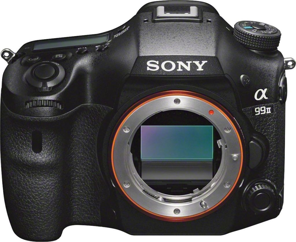 Sony a99 II DSLR shown with the with the A-mount