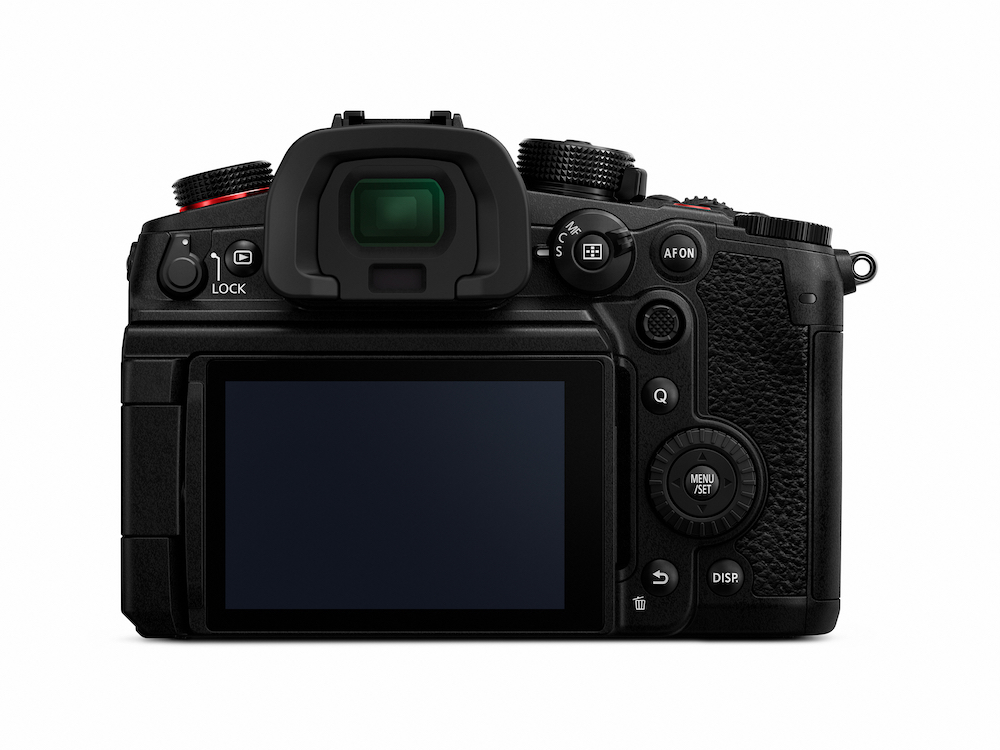 The rear of the Lumix GH6 body with the LCD screen flipped round