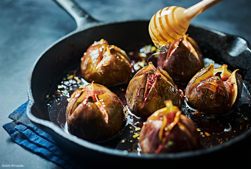 Baked Honey Figs by Jade Winslade (UK), shortlisted in the Marks & Spencer Food Portraiture category in the Pink Lady® Food Photographer of the Year 2022 awards