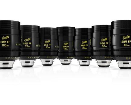 Row of 7 Cookie Optics S8/i FF lenses, facing upward