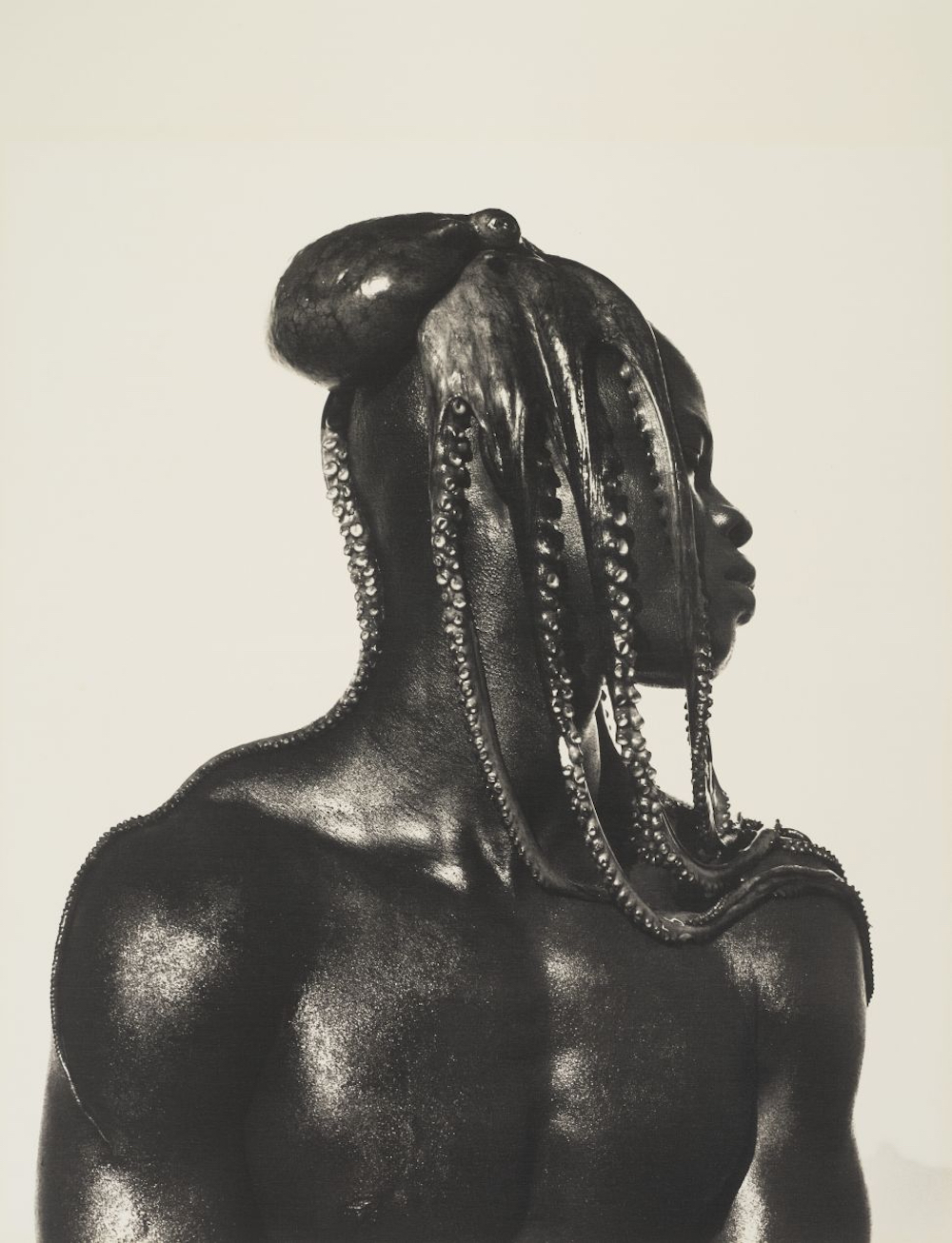 Herb Ritts (1952-2002), Djimon with Octopus, 1989. Gelatin silver print on linen, mounted on board. Image: 28x23¼ in. Estimate: $25,000-35,000. Offered in Photographs from the Richard Gere Collection on 23 March-7 April 2022 at Christie's Online