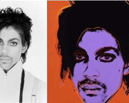Lynn Goldsmith's original 1981 photo of Prince, left, versus the Warhol artwork, right
