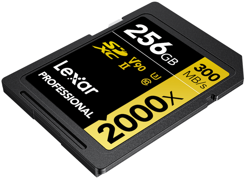 The new Lexar Professional 2000x 256GB card operates at a read transfer speed of up to 300MB/s