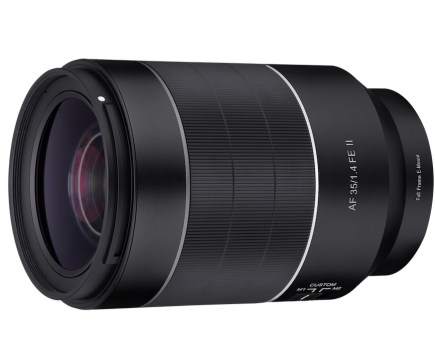 Top view of Samyang's new Sony mount AF 35mm F1.4 FE II lens