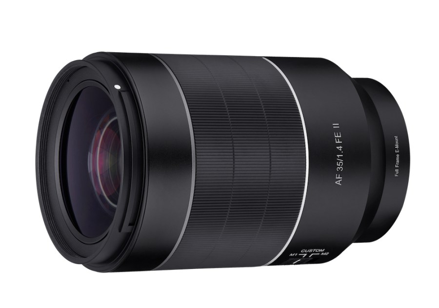 Top view of Samyang's new Sony mount AF 35mm F1.4 FE II lens