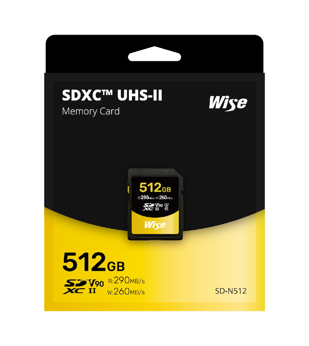Wise's world first 512GB V90 Class 10 SDXC UHS-II memory card