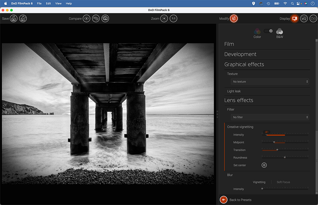 image editing in dxo filmpack 6 software black and white