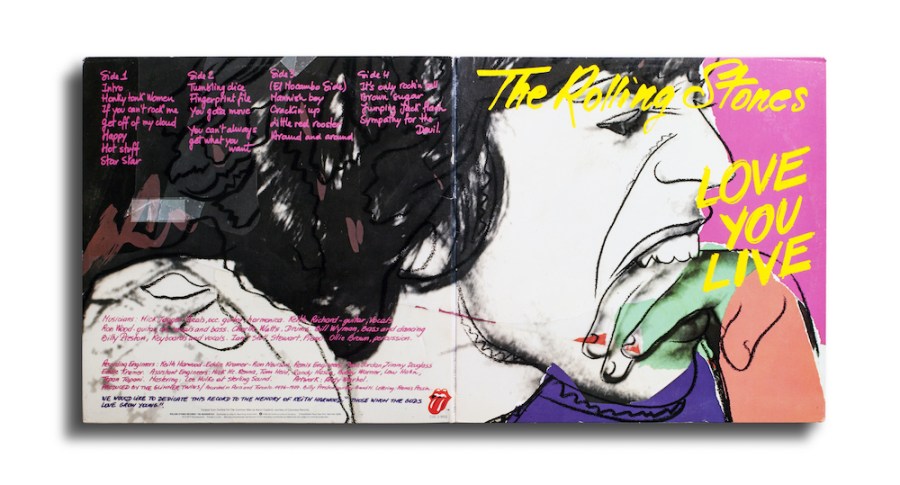 Vinyl: The Rolling Stones, Love You Live, Rolling Stones Records COC 2-9001, USA, 1977. Photography & Design: Andy Warhol