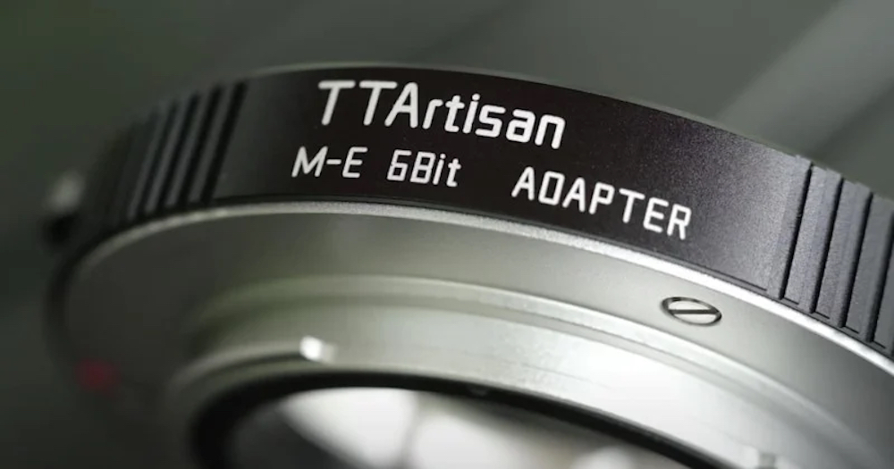 A close-up shot of the TTArtisan M-E 6Bit adapter