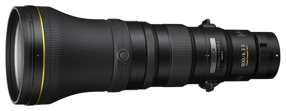 A side shot of the new Nikkor Z 800mm f/6.3 VR S telephoto lens
