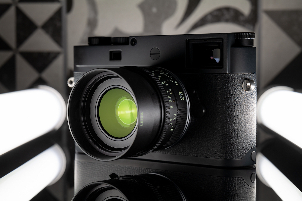 The Summicron-M 28 f/2 Matte Black lens shown on-camera