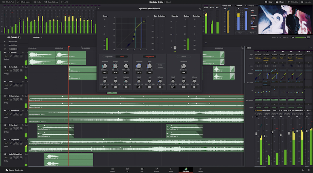 DaVinci Resolve 18 Fairlight audio editing