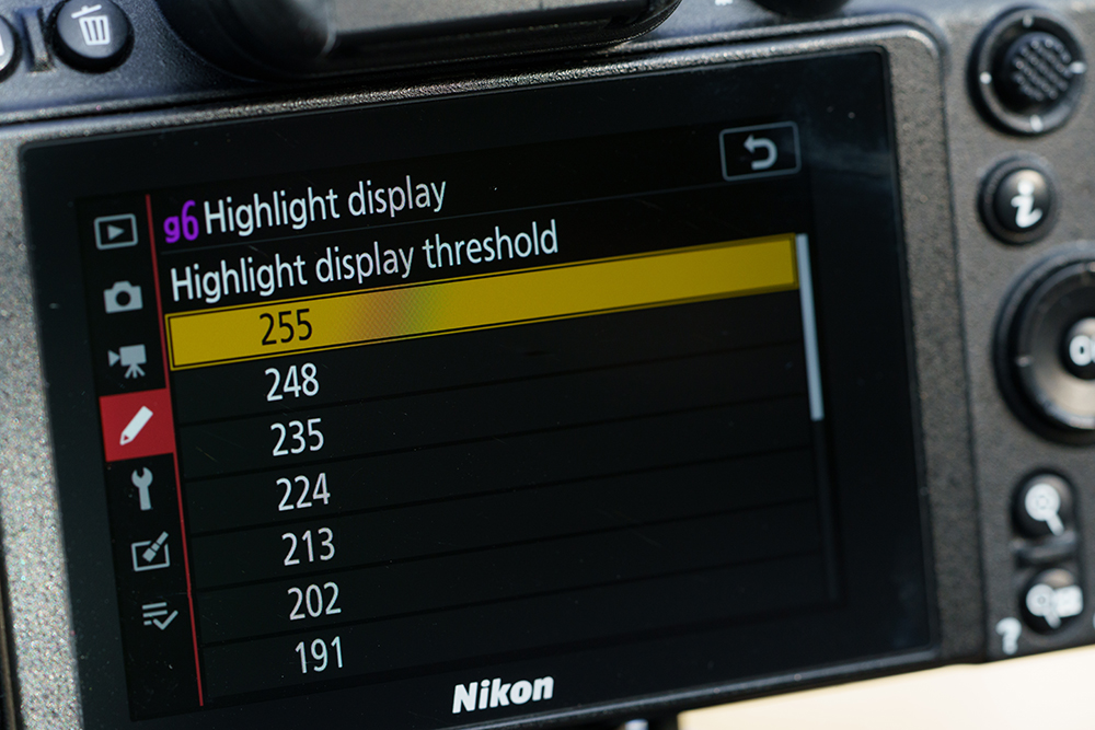 The Highlight display (zebras) in Nikon’s Z-series cameras