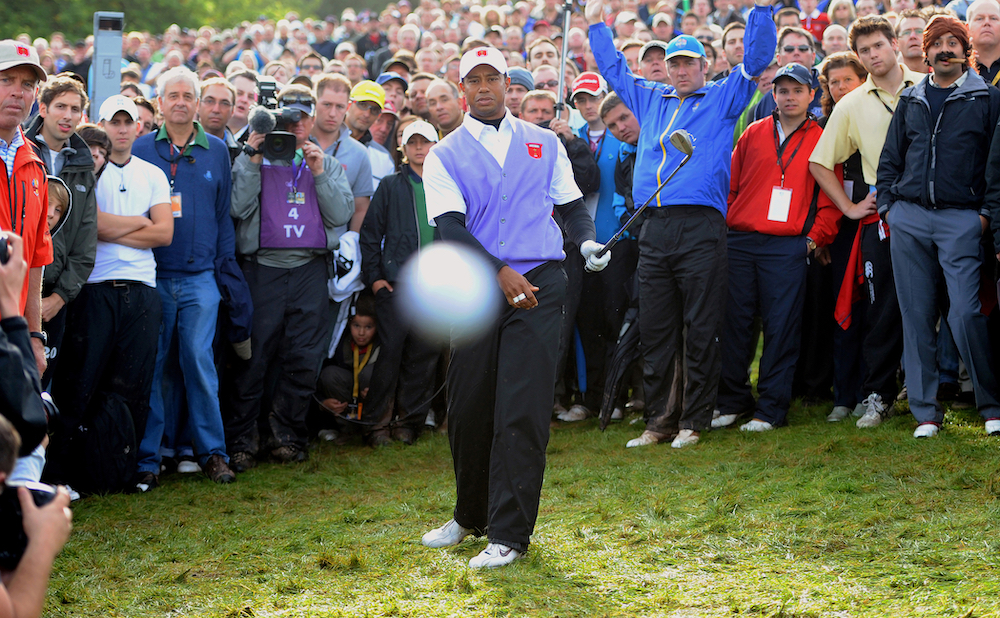 Bronze Award 2021: In The Firing Line (2010) Tiger Woods hits photographer Mark Pain during the 2010 Ryder Cup at Celtic Manor. © Mark Pain