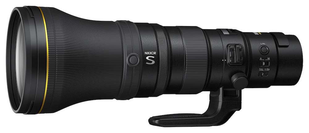 Nikkor Z 800mm f/6.3 VR S lens with L-Fn, auto/manual and focus limit switches showing