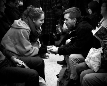 Couple on the tube. Photo: Joshua Waller