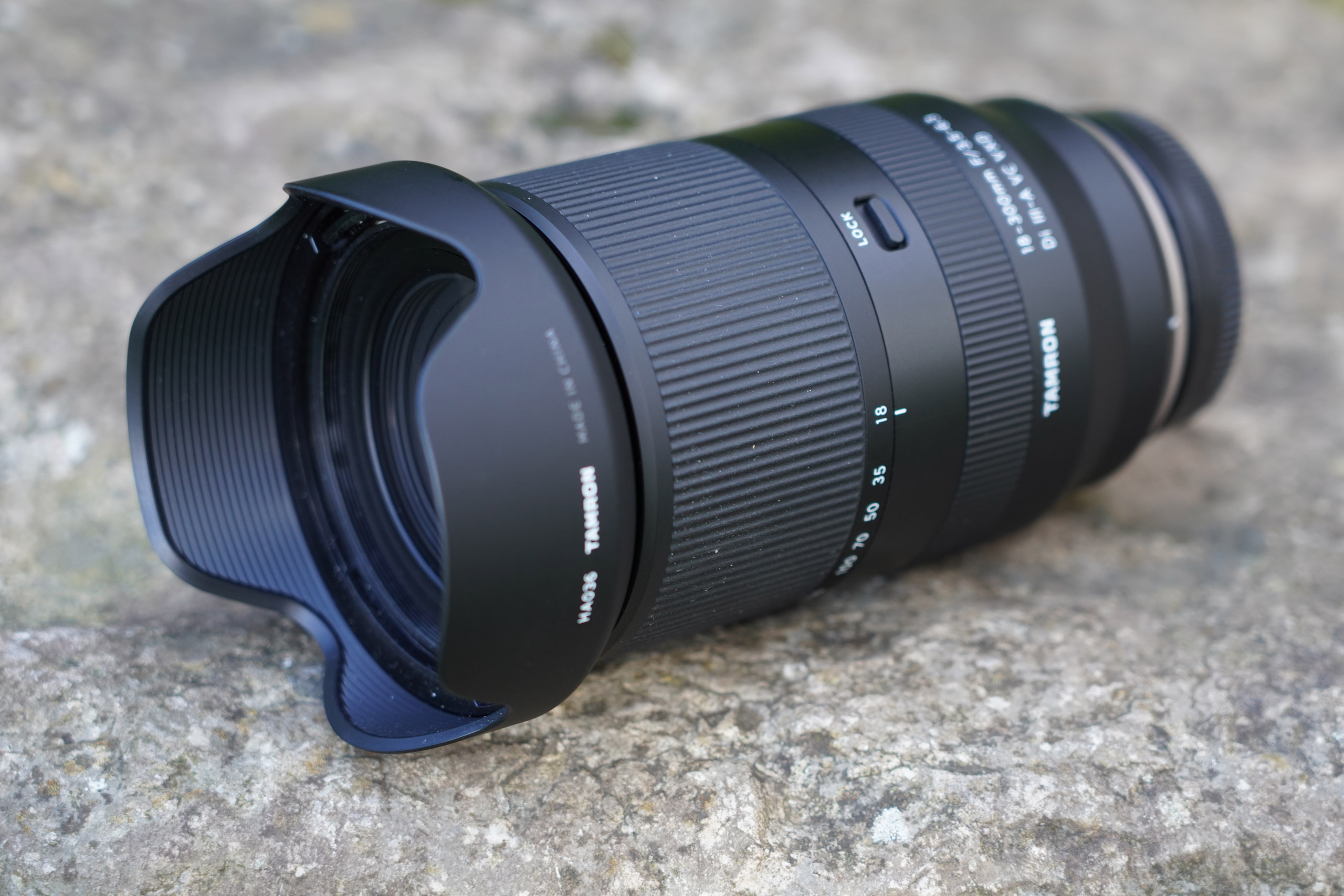 Tamron 18-300mm f3.5-6.3 lens with hood (E-Mount, X-Mount)