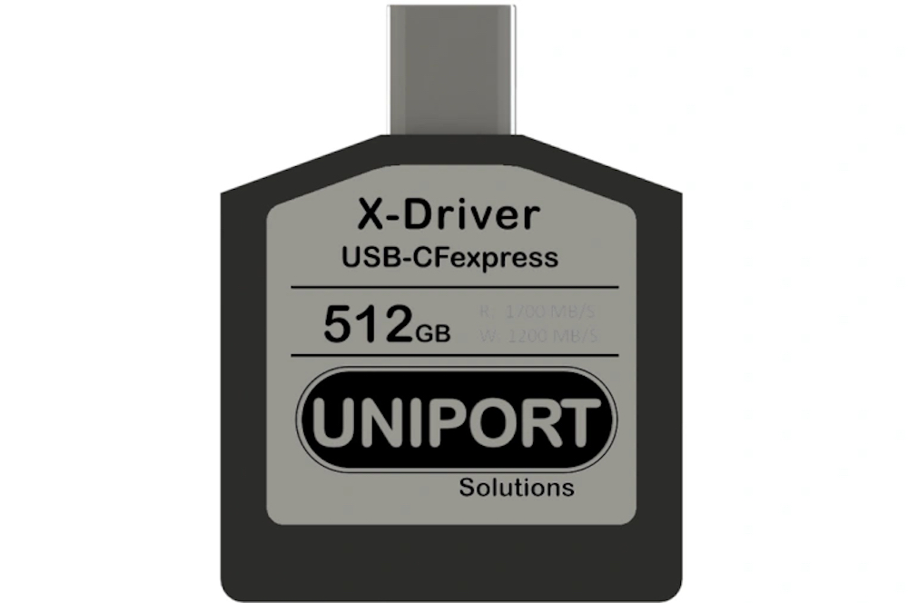 The 512GB version of the X-Driver memory card/USB-C connector from Uniport Solutions