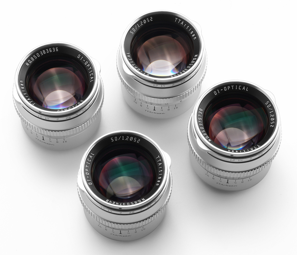 The TTArtisan 50mm f1.2 APS-C format lens in its silver versions