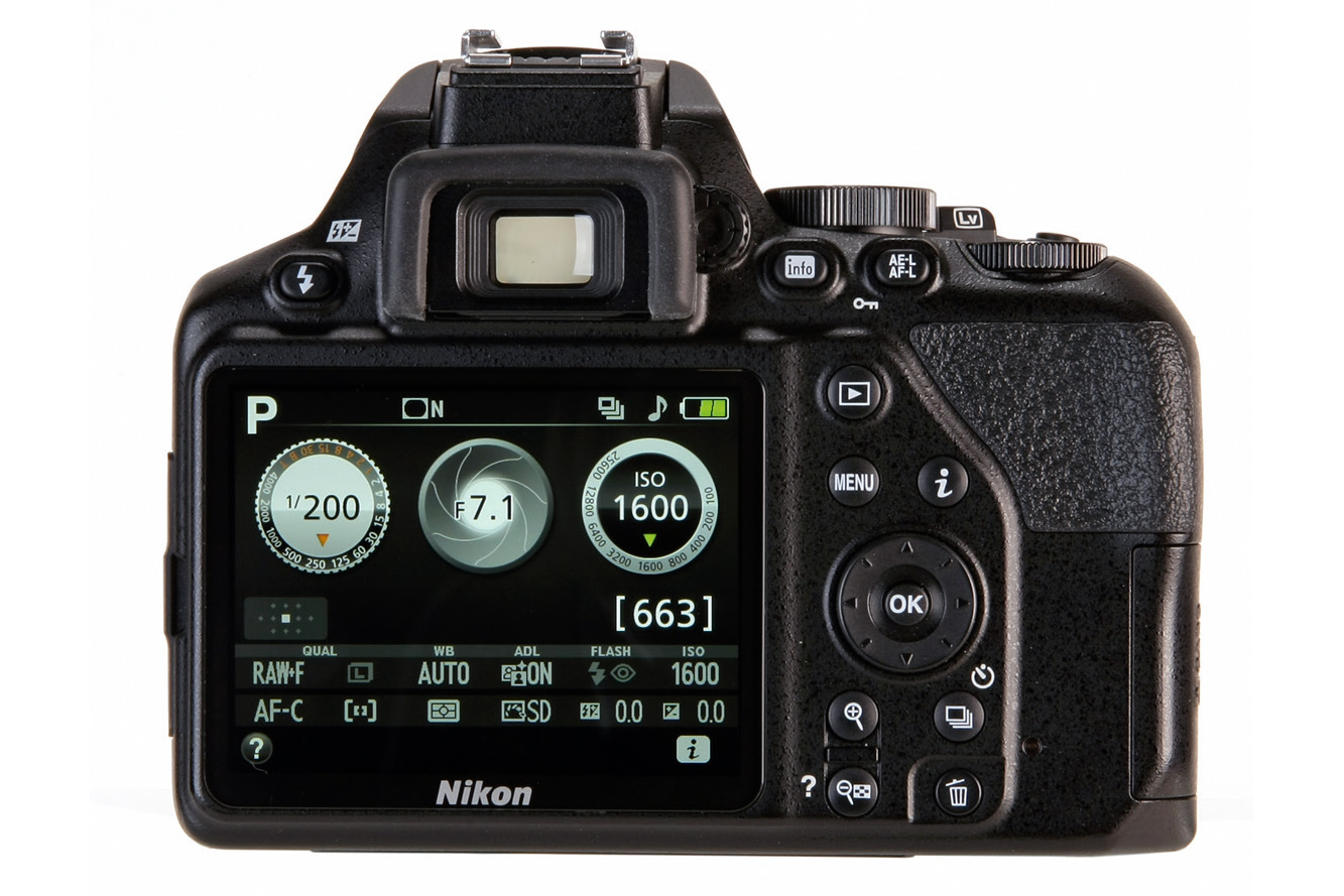 Nikon D3500 rear screen with guided mode