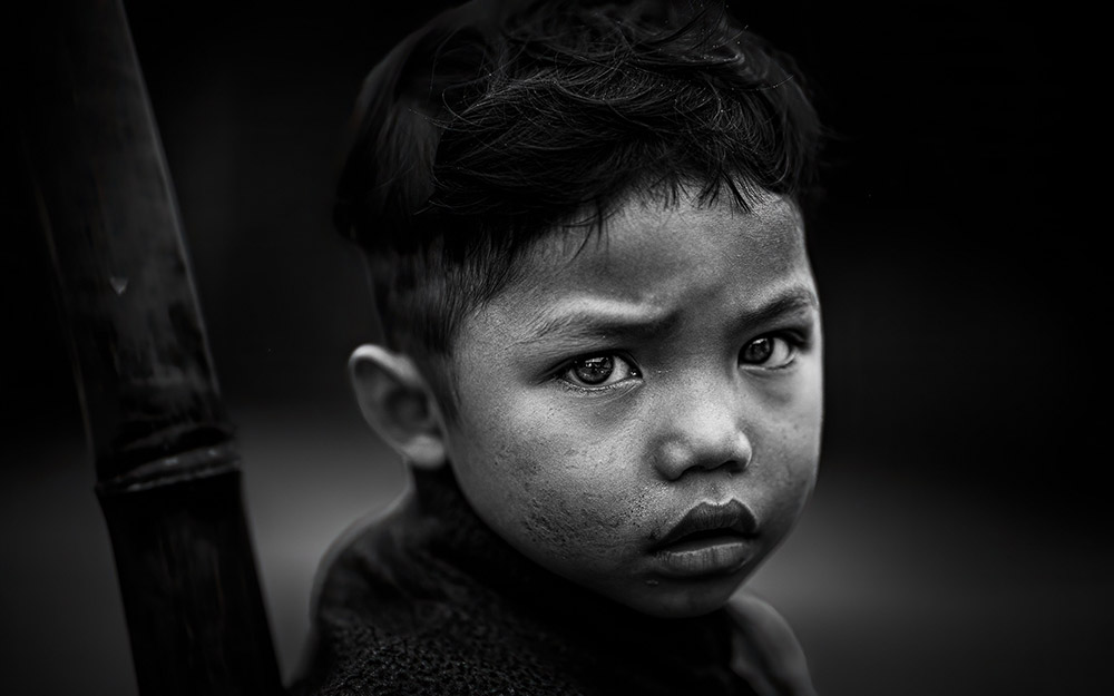 black & white portrait of child