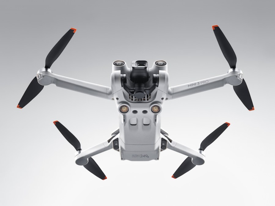 A close-up view of the DJI Mini 3 Pro drone