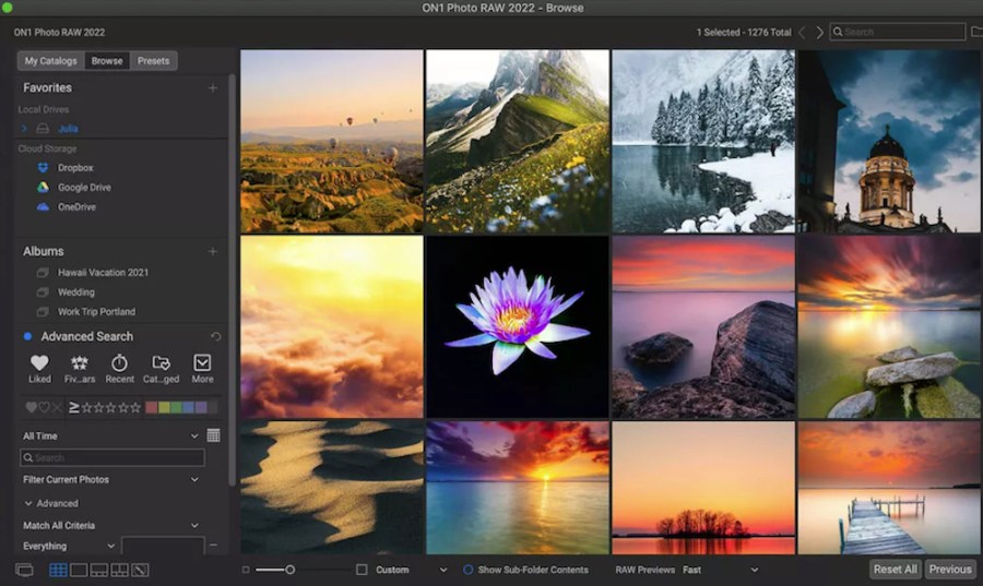 The Browse feature in ON1 Photo RAW 2022