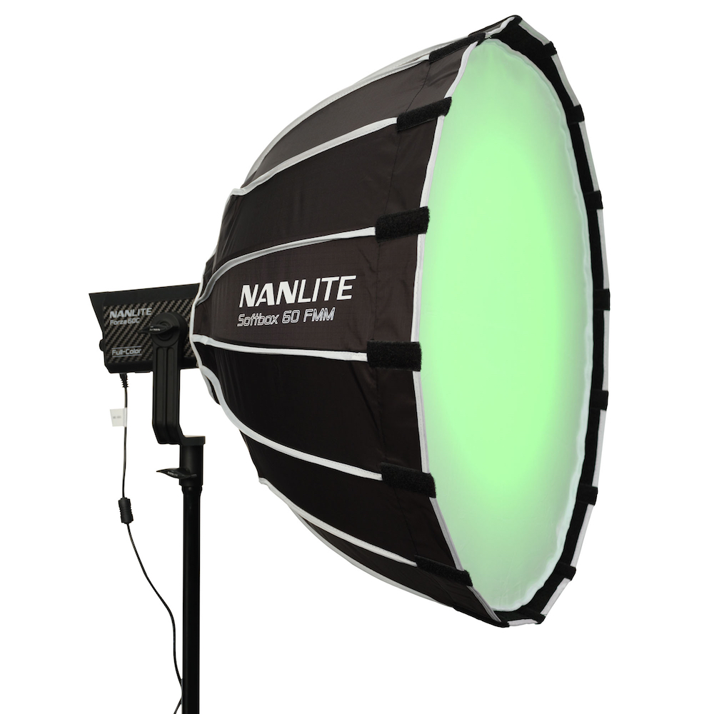 The Nanlite Forza 60C fitted to a softbox