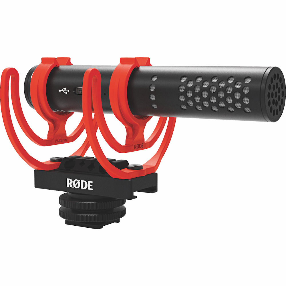 The Rode VideoMic Go II can be attached to a camera hotshoe and is powered from the camera